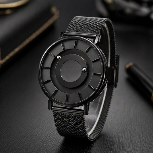 Black Stainless Steel Magnetic Ball Watch Providing Modern Design Everyday Style Support - With Box