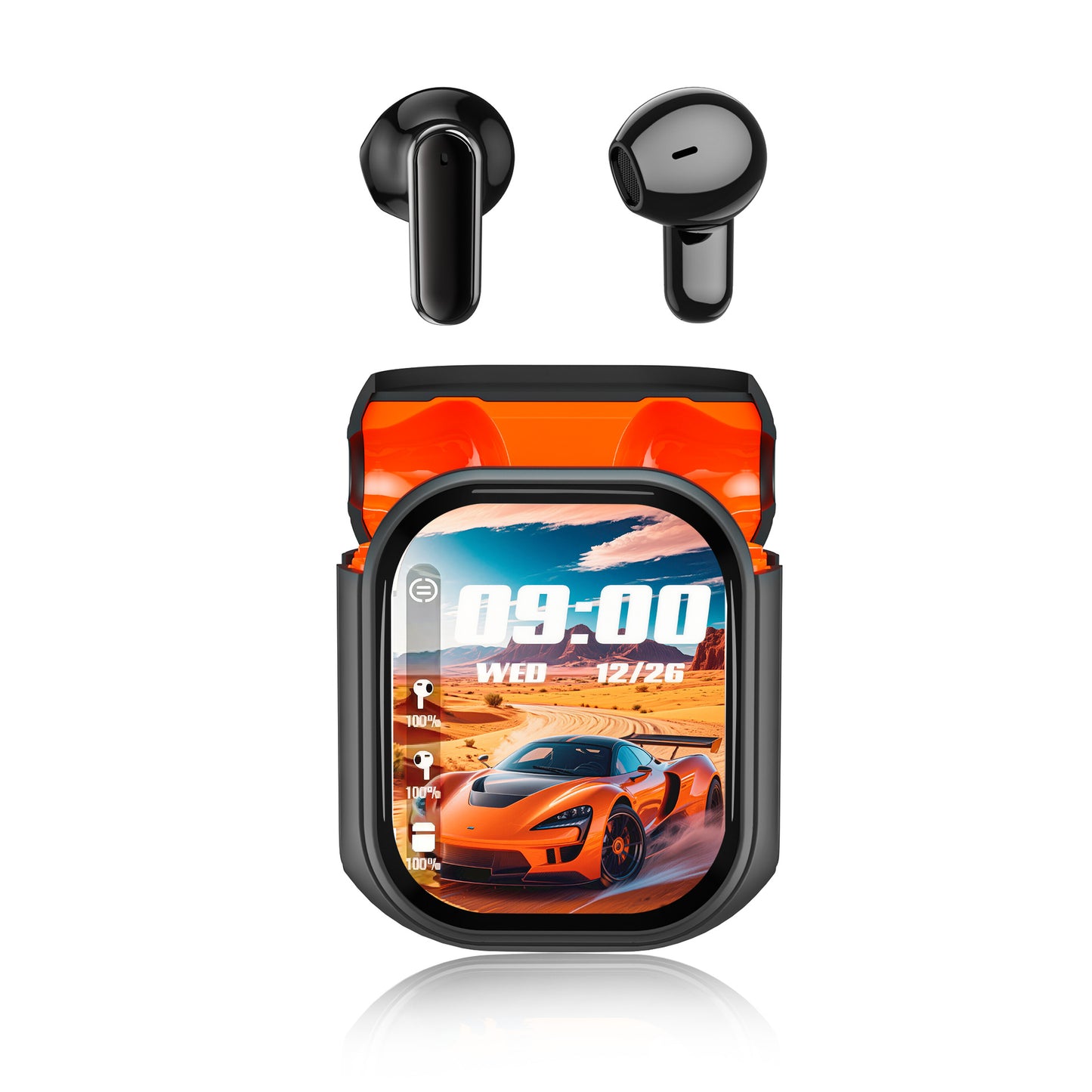 Smart Touchscreen True Wireless Four Mic Call noise Canceling Bluetooth Earbuds